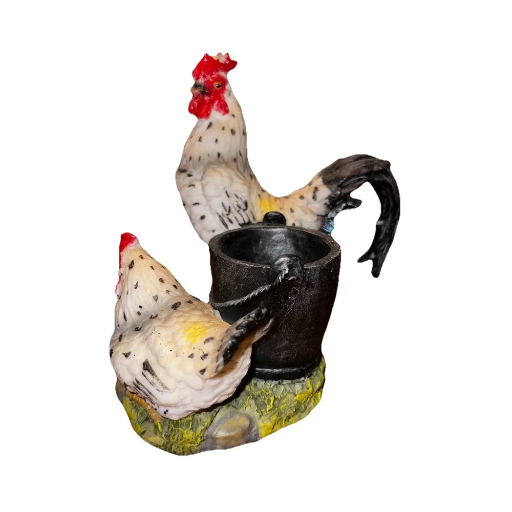 Vintage‎ Rooster Hen Family Figurine Country Cottagecore Farmhouse Decor Accent